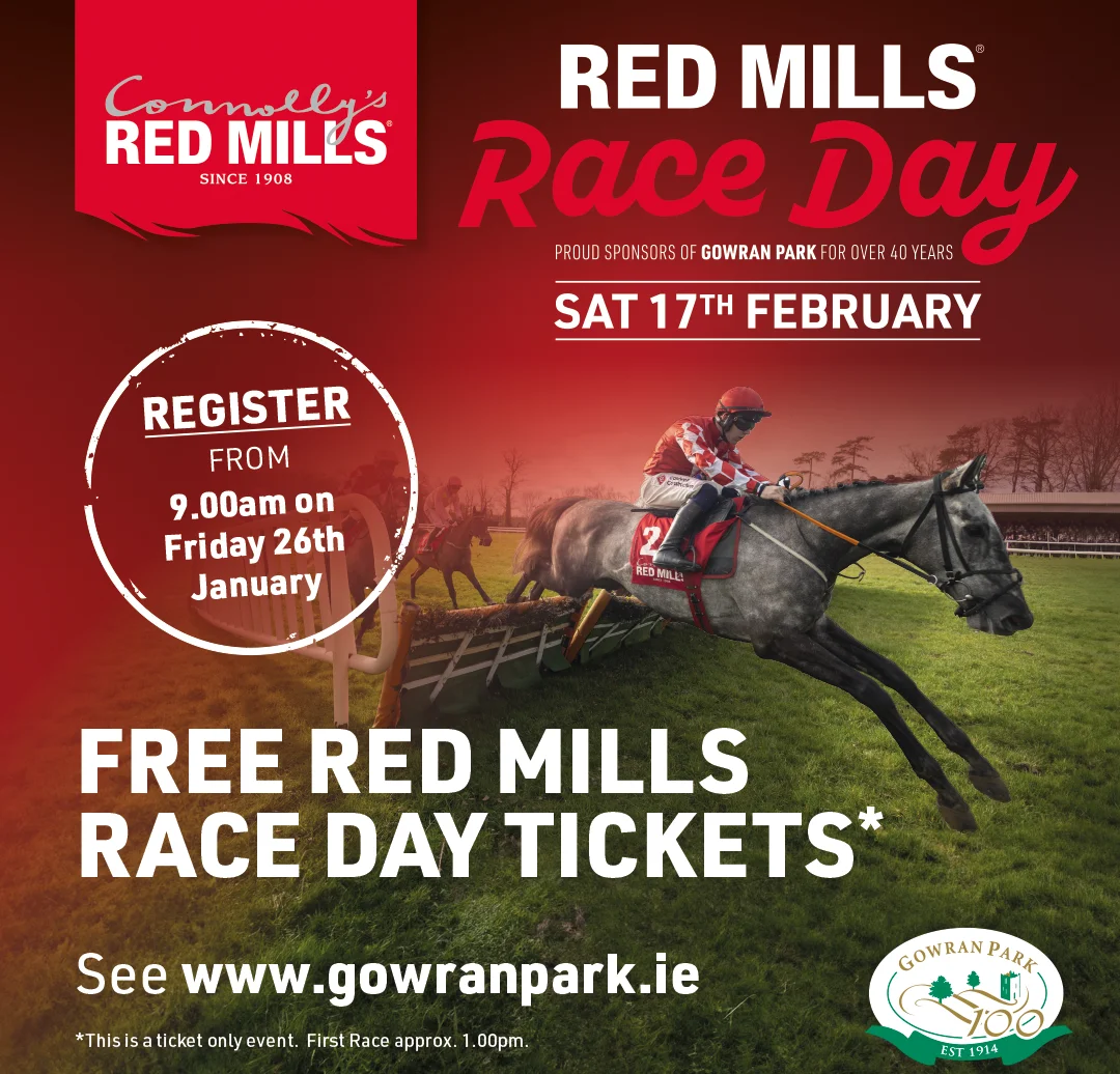 Connolly’s RED MILLS and Gowran Park Gear Up for RED MILLS Race Day with Complimentary Admission for Racegoers